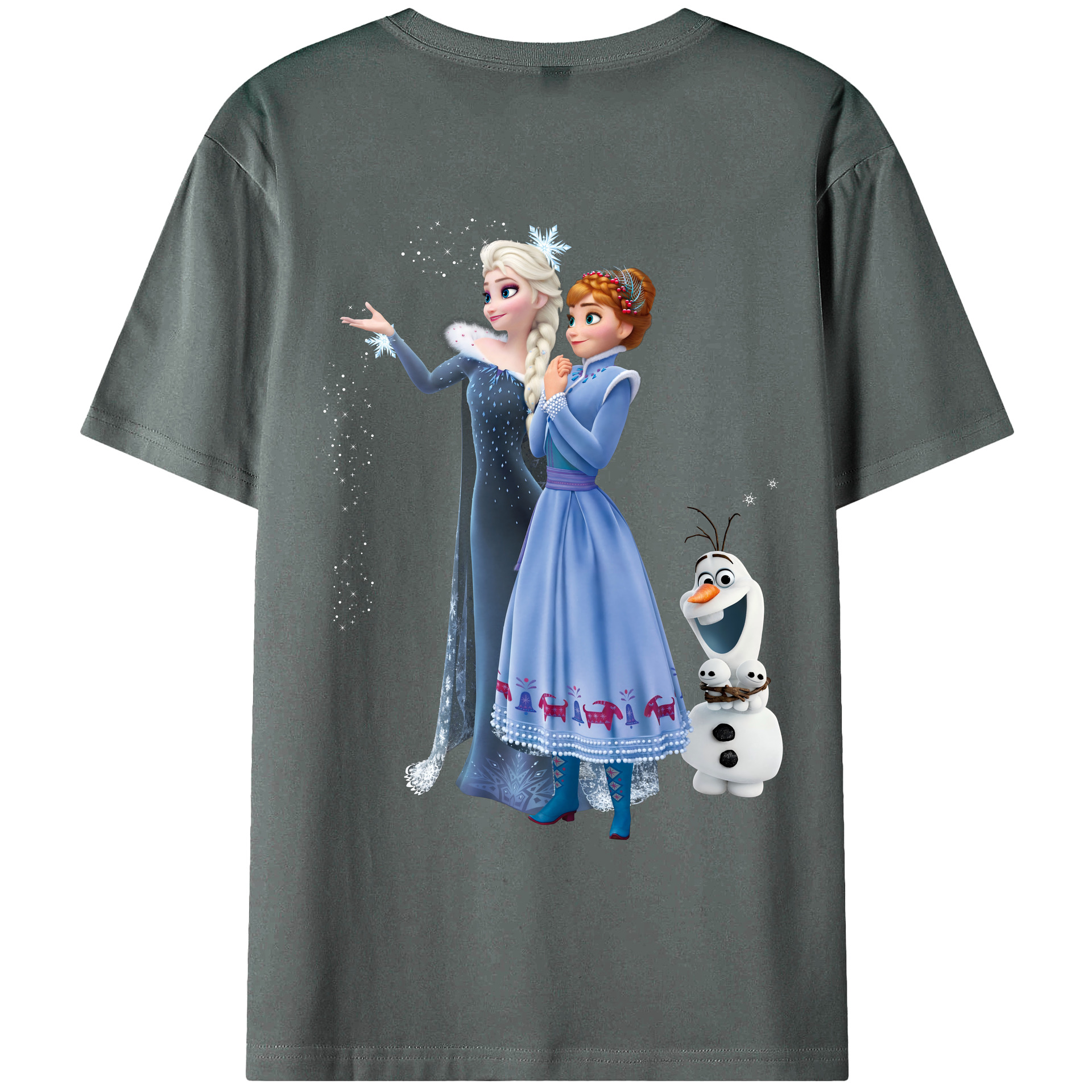 （画像用） アナと雪の女王 アンナ エルサ Frozen Anna Elsa 綿100％ メンズ半袖Tシャツ（バックプリント） 通気性